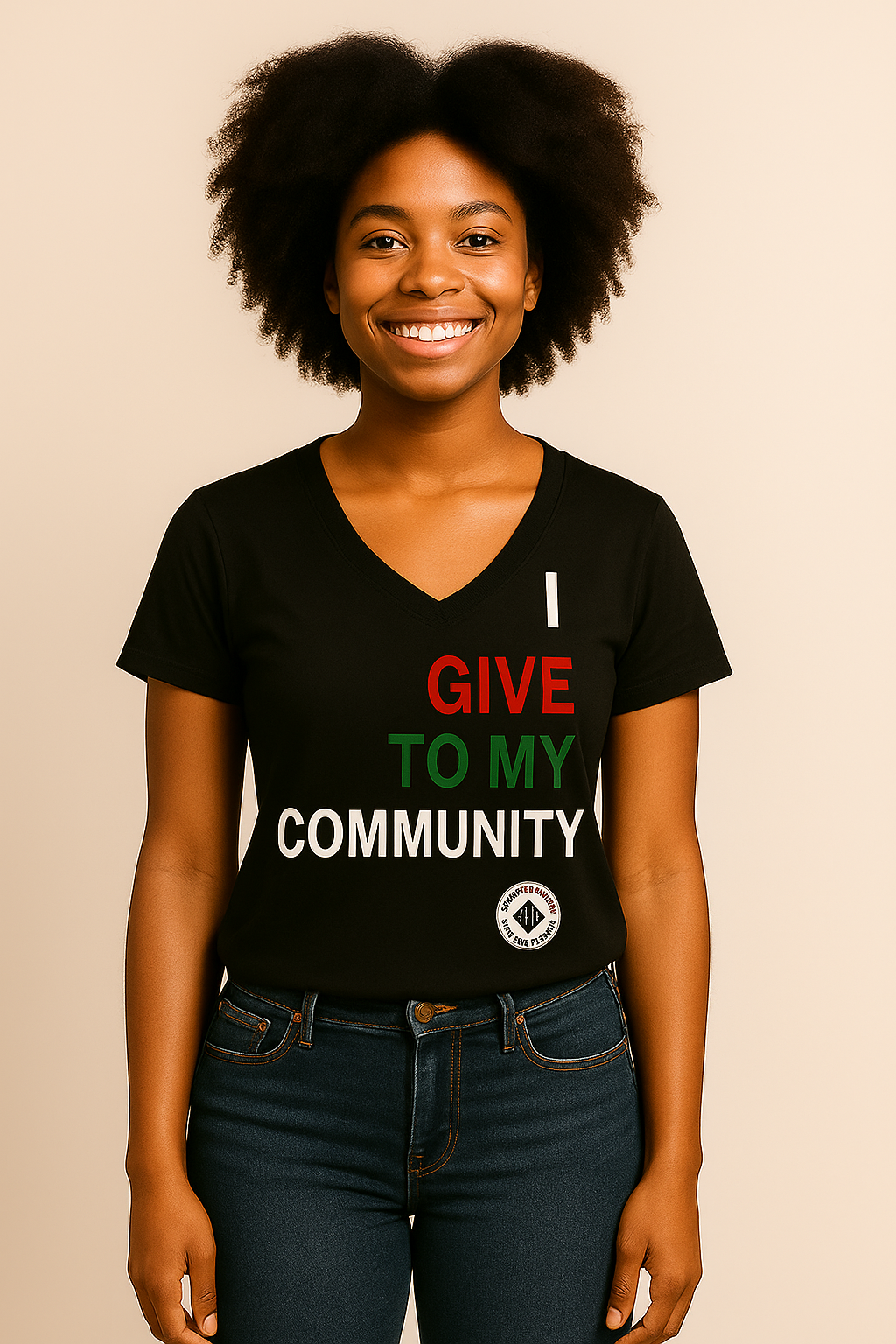 I GIVE TO MY COMMUNITY  - V-Neck - SBC Statement Tee